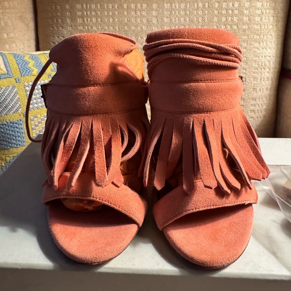 Santoni Vibrant Orange Fringe Sandals